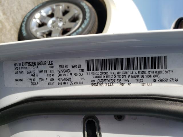 2012 DODGE RAM 1500 L 1C6RD7PTXCS241035