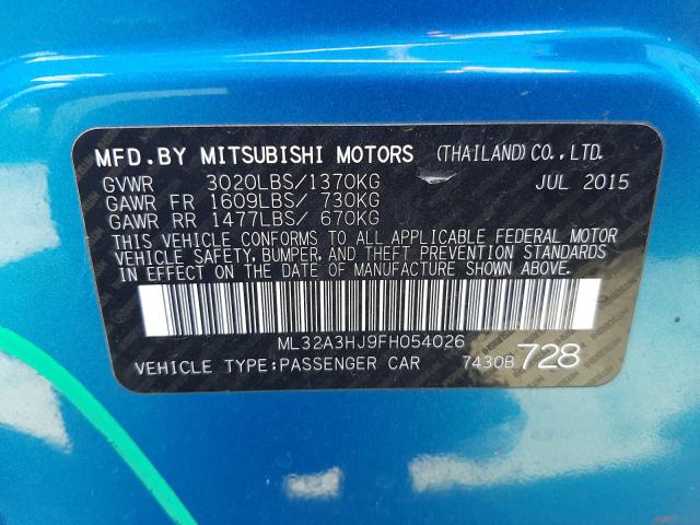 2015 MITSUBISHI MIRAGE DE ML32A3HJ9FH054026