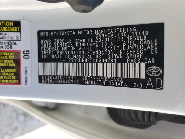 VIN 1G6AA5RA8D0148495 2019 TOYOTA COROLLA L no.10