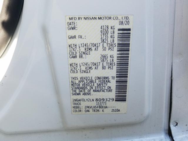 2020 NISSAN NV 2500 SV 1N6AF0LY2LN809329