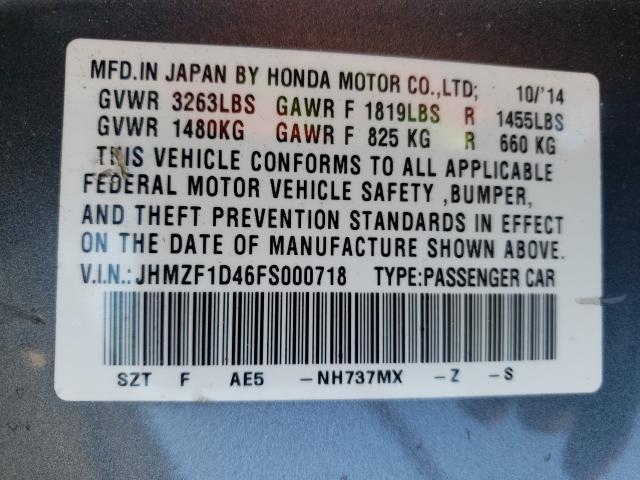 2015 HONDA CR-Z JHMZF1D46FS000718