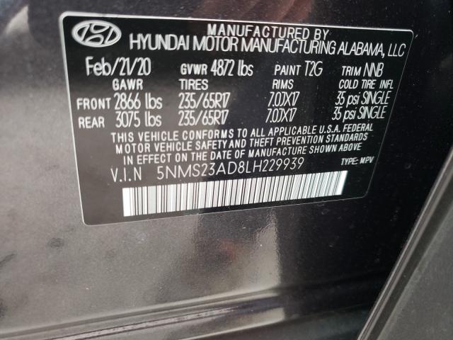 VIN 2HGFB2F80FH551273 2020 HYUNDAI SANTA FE S no.10