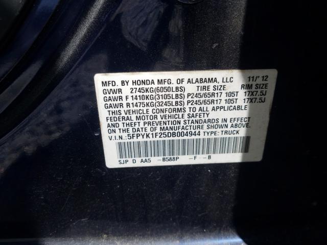 2013 HONDA RIDGELINE 5FPYK1F25DB004944