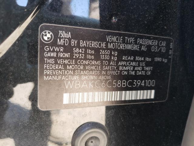 2011 BMW 750I WBAKC6C58BC394100