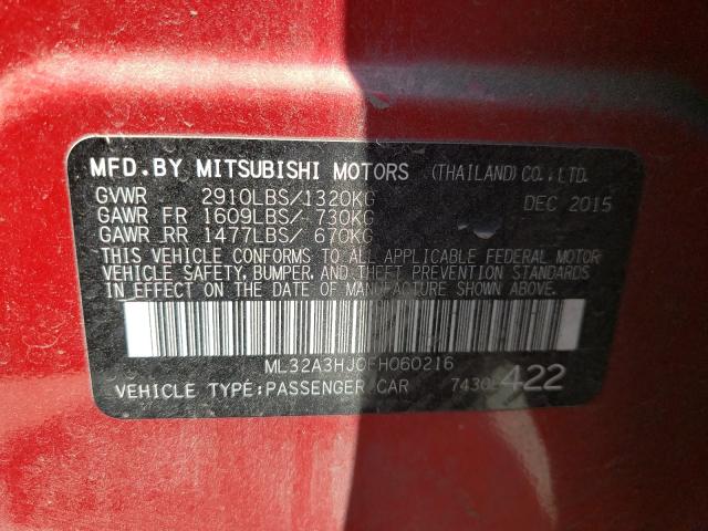 2015 MITSUBISHI MIRAGE DE ML32A3HJ0FH060216