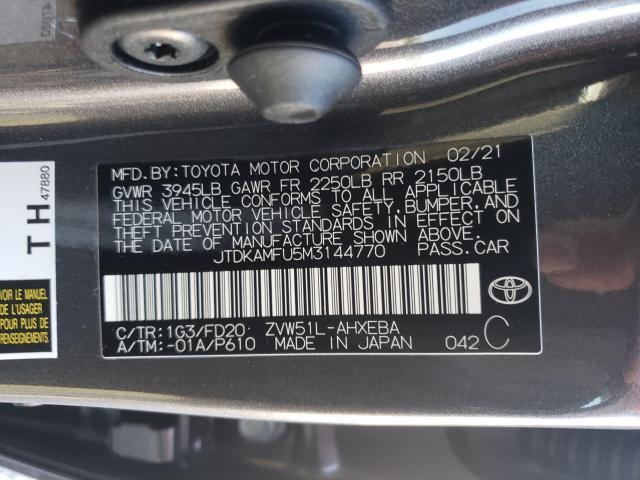 2021 TOYOTA PRIUS SPEC JTDKAMFU5M3144770