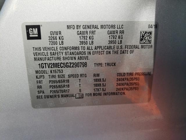 VIN MAJ3P1TE3JC168825 2016 GMC SIERRA K15 no.10