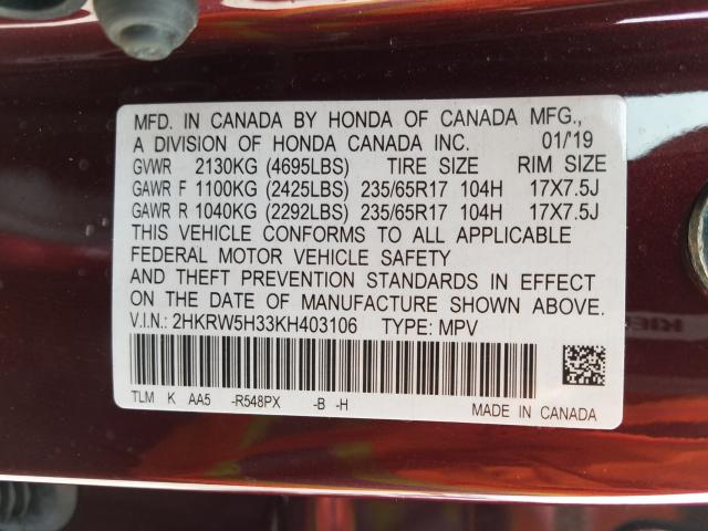 2019 HONDA CR-V LX 2HKRW5H33KH403106