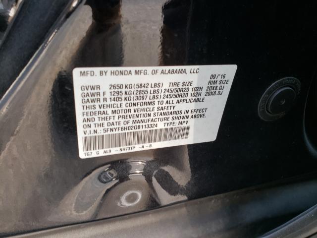 2016 HONDA PILOT ELIT 5FNYF6H02GB113324