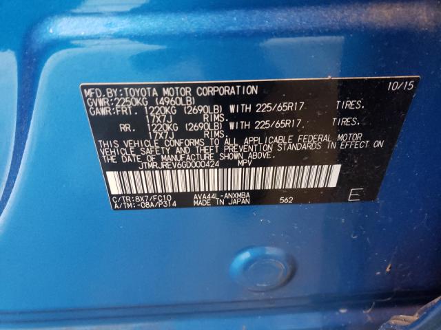 2016 TOYOTA RAV4 HV XL JTMRJREV6GD000424