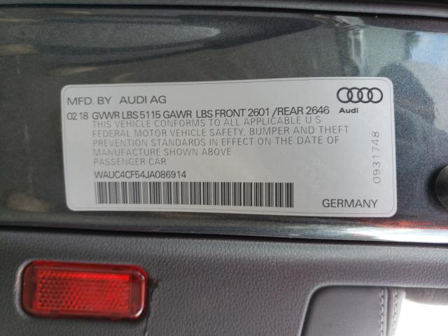 2018 AUDI S5 PRESTIG WAUC4CF54JA086914