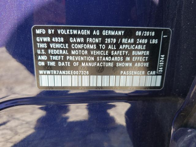 2019 VOLKSWAGEN ARTEON SEL WVWTR7AN3KE007326
