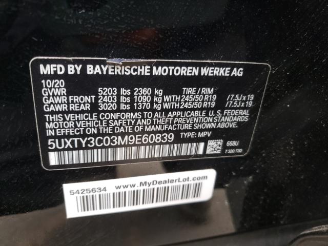 2021 BMW X3 SDRIVE3 5UXTY3C03M9E60839