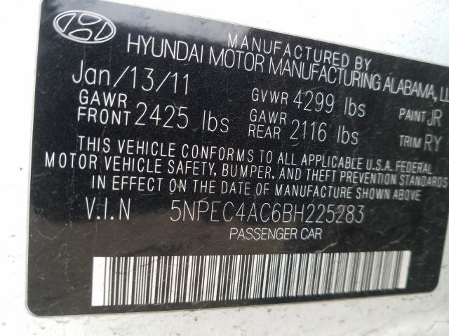 2011 HYUNDAI SONATA SE 5NPEC4AC6BH225283