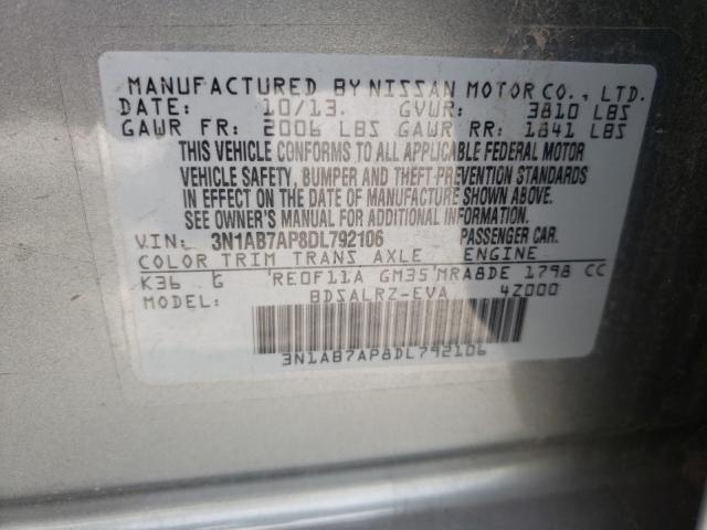 VIN 3FA6P0H71DR182391 2013 NISSAN SENTRA S no.10