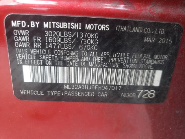 2015 MITSUBISHI MIRAGE DE ML32A3HJ6FH047017