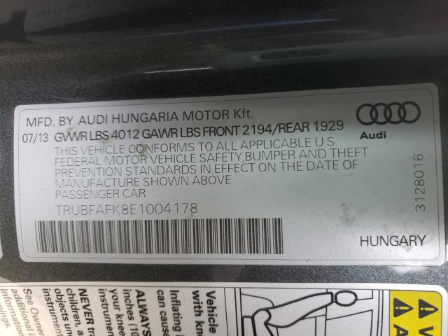 2014 AUDI TT PREMIUM TRUBFAFK8E1004178