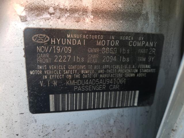 2010 HYUNDAI ELANTRA BL KMHDU4AD5AU941061