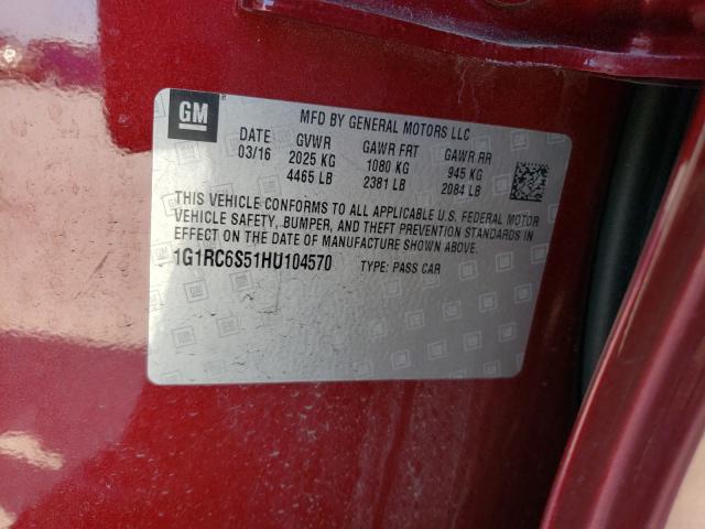 2017 CHEVROLET VOLT LT 1G1RC6S51HU104570
