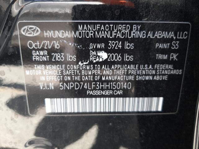 2017 HYUNDAI ELANTRA SE 5NPD74LF3HH150140