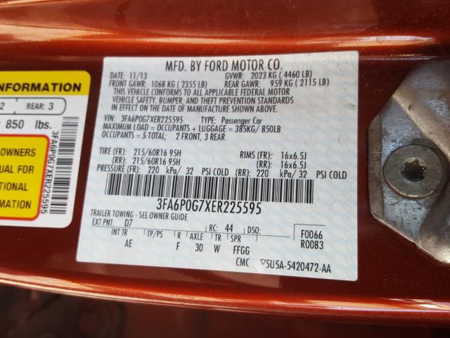 2014 FORD FUSION S 3FA6P0G7XER225595
