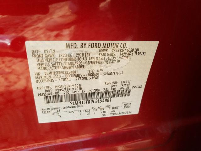 2012 LINCOLN MKT 2LMHJ5FR9CBL54881