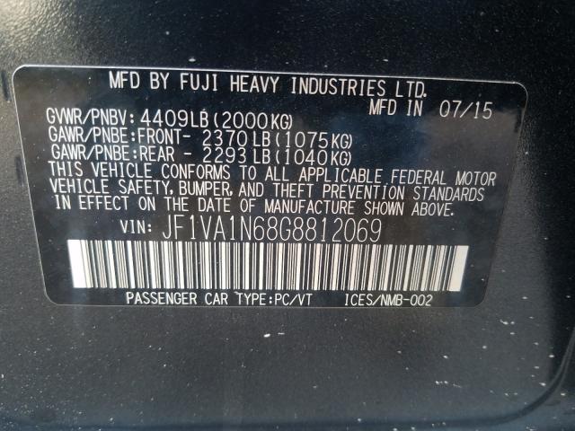 2016 SUBARU WRX LIMITE JF1VA1N68G8812069