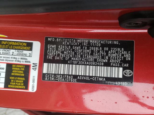 2010 TOYOTA CAMRY BASE 4T1BF3EKXAU082408