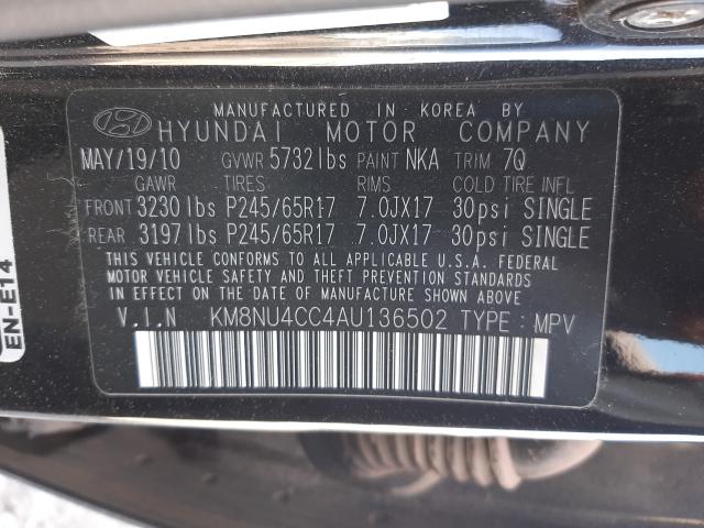 2010 HYUNDAI VERACRUZ G KM8NU4CC4AU136502