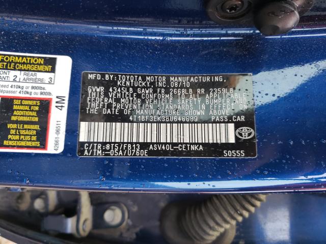 VIN 1G1PC5SB5E7486037 2011 TOYOTA CAMRY BASE no.10