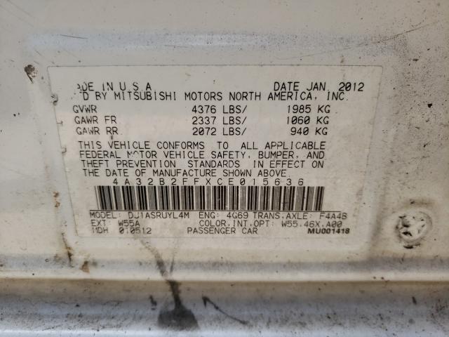 2012 MITSUBISHI GALANT FE 4A32B2FFXCE015636