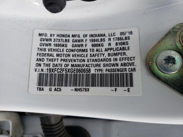 2016 HONDA CIVIC LX 19XFC2F5XGE060658