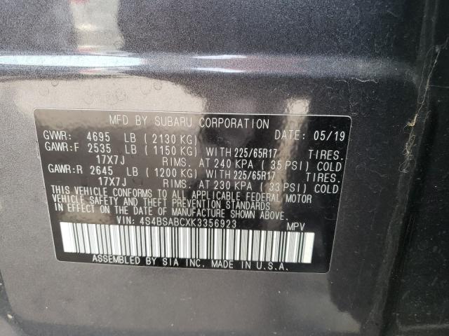 2019 SUBARU OUTBACK 4S4BSABCXK3356923