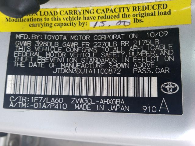 2010 TOYOTA PRIUS JTDKN3DU1A1100872