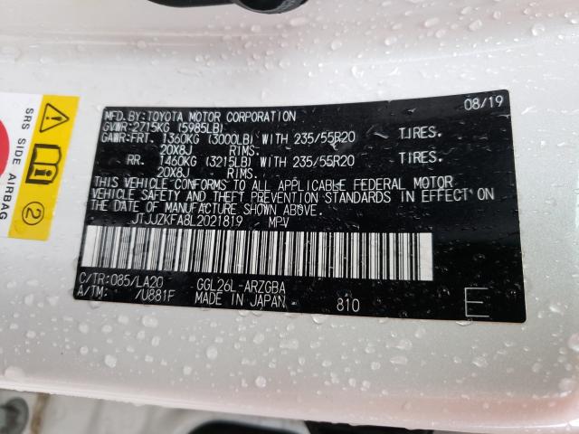 2020 LEXUS RX 350 L L JTJJZKFA8L2021819
