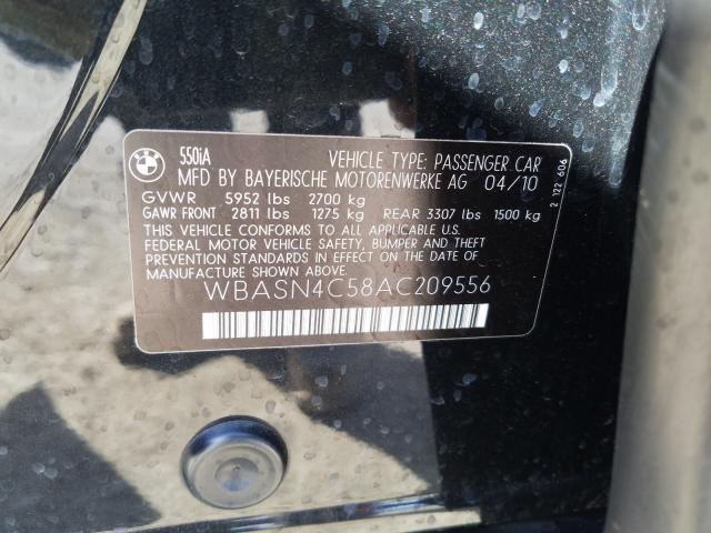 2010 BMW 550 I WBASN4C58AC209556