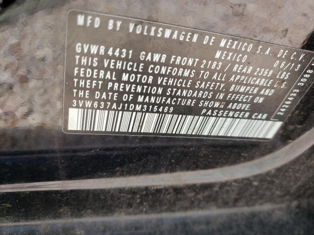 2013 VOLKSWAGEN JETTA HYBR 3VW637AJ1DM315469