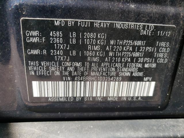 2013 SUBARU OUTBACK 4S4BRBHC1D3254289