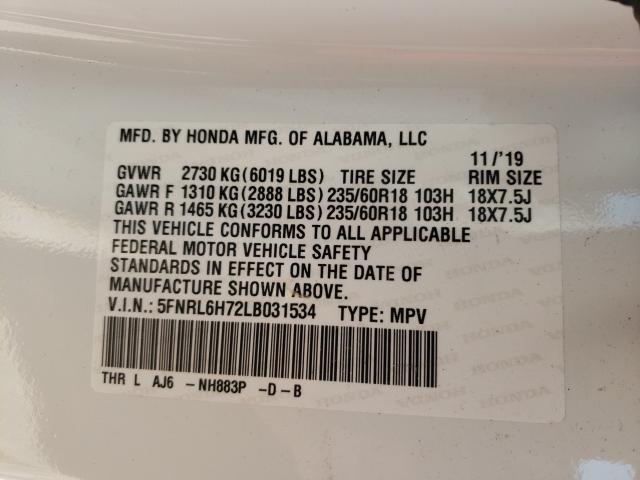 2020 HONDA ODYSSEY 5FNRL6H72LB031534
