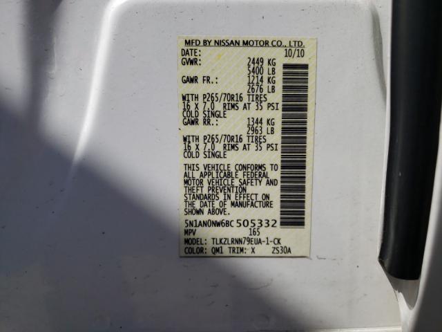 2011 NISSAN XTERRA 5N1AN0NW6BC505332