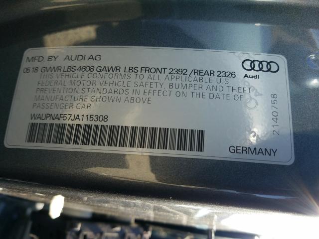 2018 AUDI A5 PREMIUM WAUPNAF57JA115308