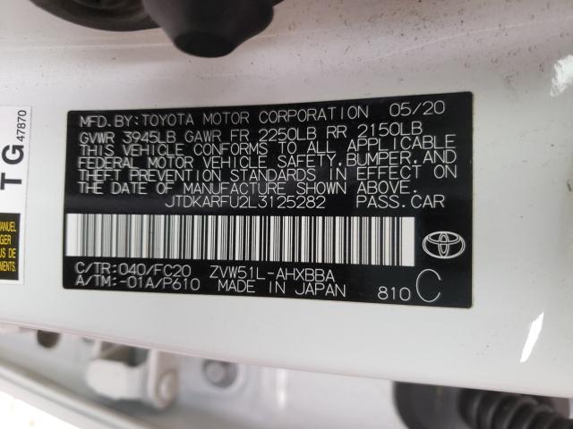 2020 TOYOTA PRIUS L JTDKARFU2L3125282