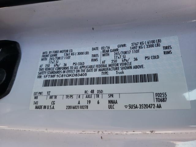 2016 FORD F150 1FTMF1C81GKD83405