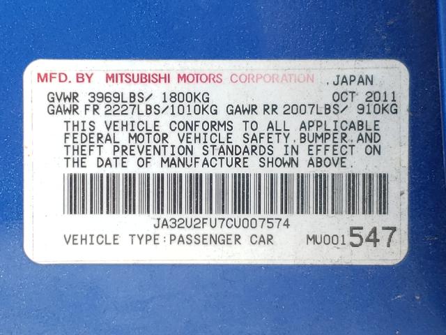 2012 MITSUBISHI LANCER ES/ JA32U2FU7CU007574