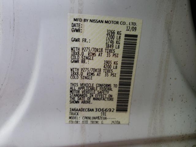 2010 NISSAN TITAN XE 1N6AA0EC8AN306692