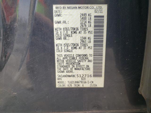 2011 NISSAN XTERRA OFF 5N1AN0NW4BC512716