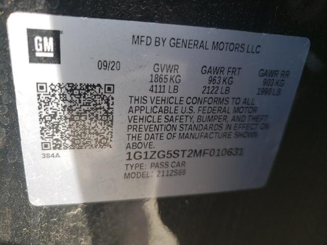 2021 CHEVROLET MALIBU RS 1G1ZG5ST2MF010631