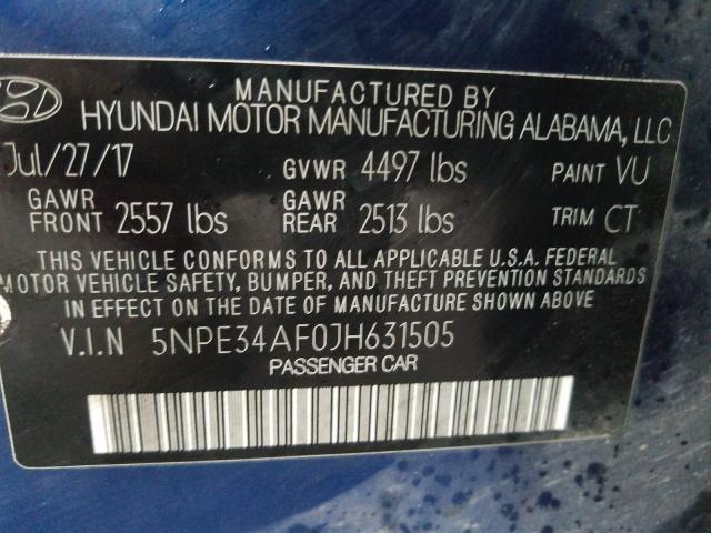 VIN 4T1DAACKXSU006056 2018 HYUNDAI SONATA SPO no.10