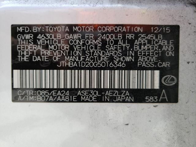 2016 LEXUS IS 200T JTHBA1D20G5016346