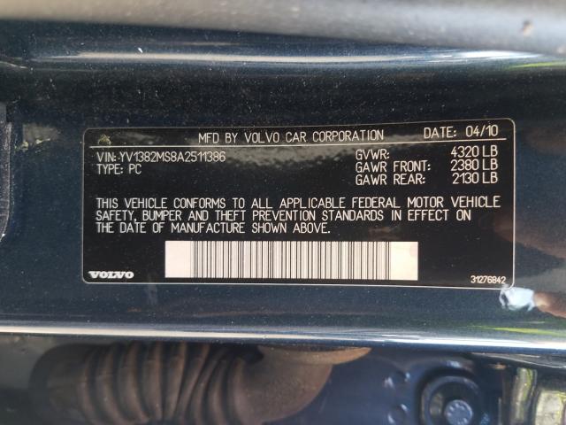 2010 VOLVO S40 2.4I YV1382MS8A2511386